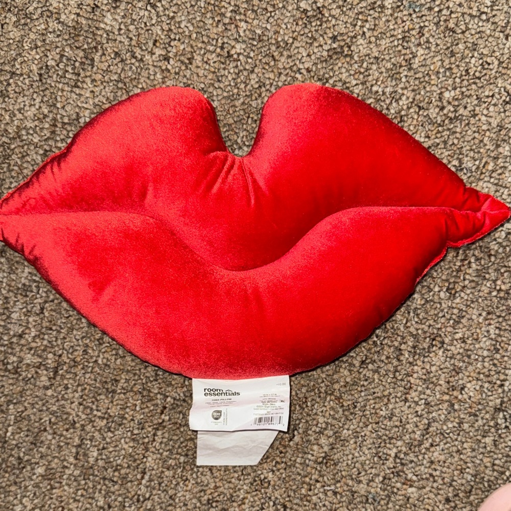 Home Essentials Red Lip-Shaped Pillow